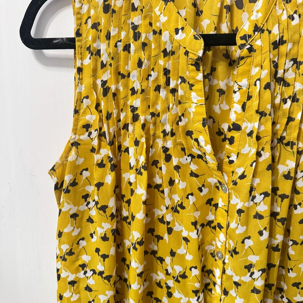 Anthropologie Sunday in Brooklyn Yellow Floral Sleeveless Top Medium - Picture 5 of 8